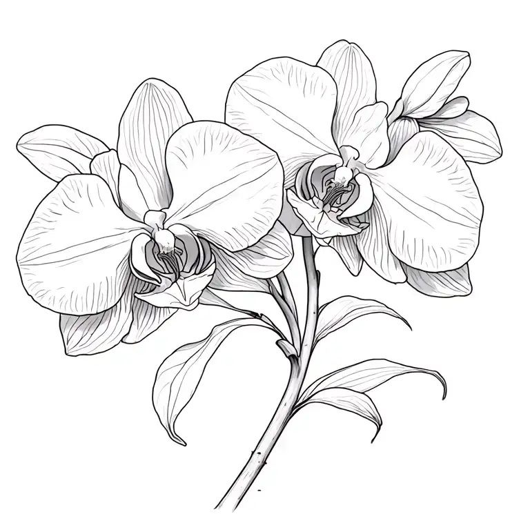 Orchids With Stem Saying Strength Thin Lined In A Straight Line Doing Down