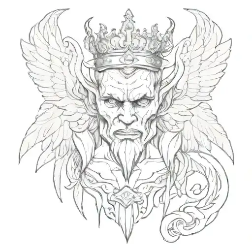 A Demon With Wings In The Form Of A Man With A Crown On His Head