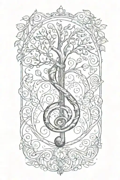 Treble Clef With The Tree Of Life On The Bottom