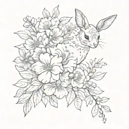 A Delicate Floral Design Incorporating Botanical Elements And Cute Animals