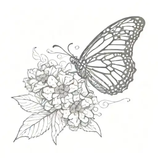 Monarch Butterfly With Semicolon Body And One Wing Is Flowers