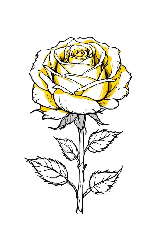 Single Line Yellow Rose
