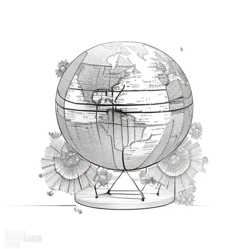 A Steel Suspension Bridge With Flowers And A Globe