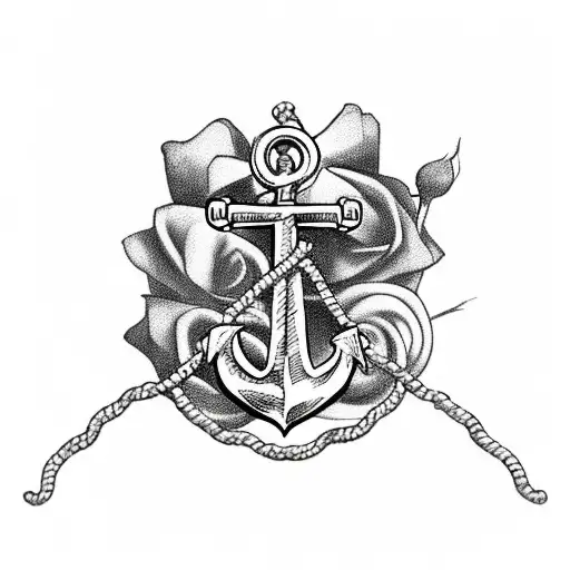 Anchor With Rope And Roses