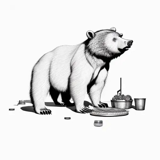 Bull Training Gym Drinking Bear Eating Burger