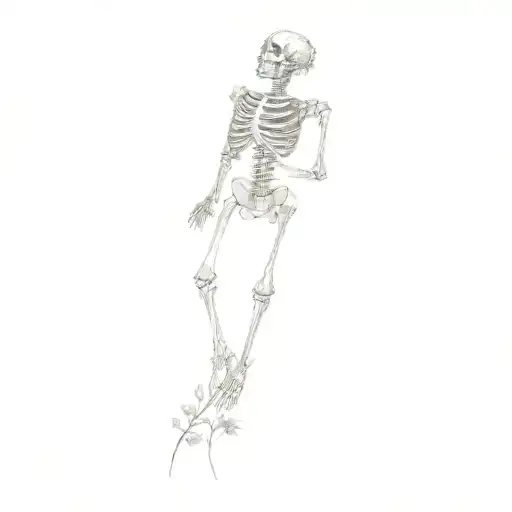 A Skeleton In A Field Of Flowers