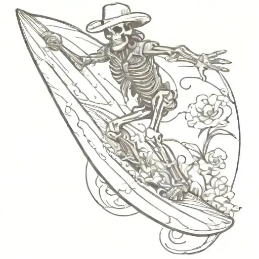 Surfing Skeleton Cowboy