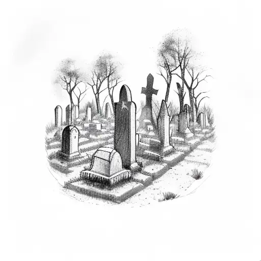 Graveyard With Two Empty Graves Dug Out And Dark Forest In Background