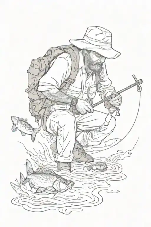A Fisherman Catching A Fish With A Compass As A Lure