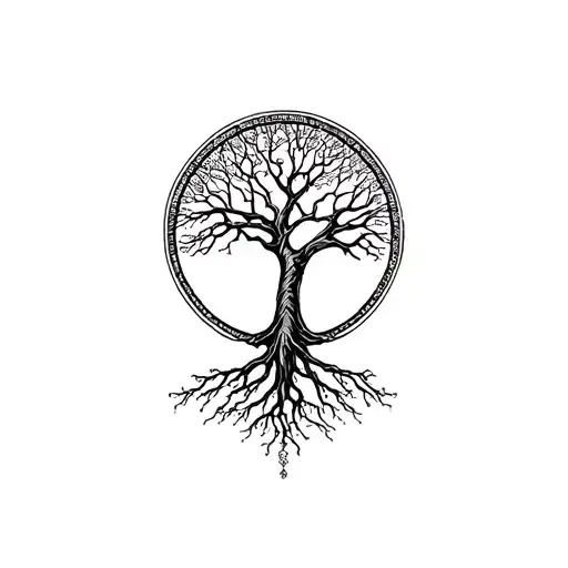 Tree Of Life With Roots In A Circle