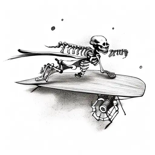 Skeleton Riding A Board