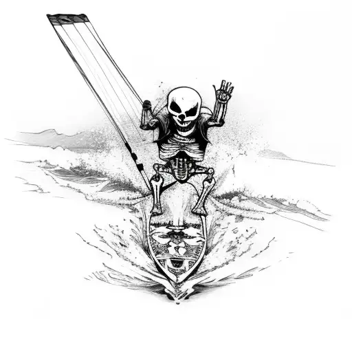 Skeleton Riding A Wakeboard