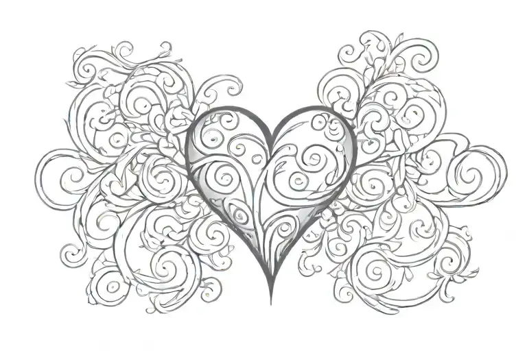 Heart With Curls On Collarbone