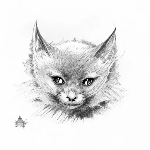 Black Fluffy Bat Cat