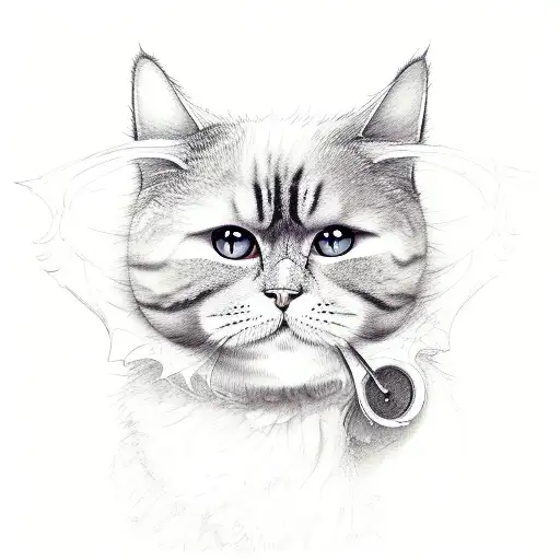 Fluffy Cat With Bat Wings