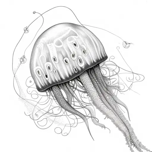 Jellyfish Tenticals Line Drawing
