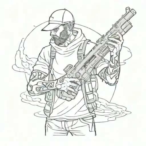 A Getto Dude Standing With A Gun