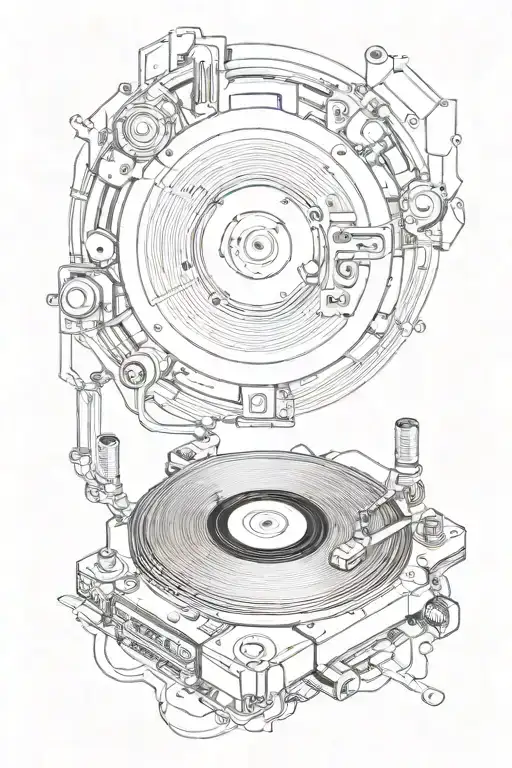 Combine A Vinyl Record And A Computer Chip In A Tattoo Representing Music And Technology