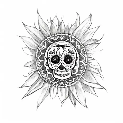 Sunflower Dreamcatcher With Sugar Skull