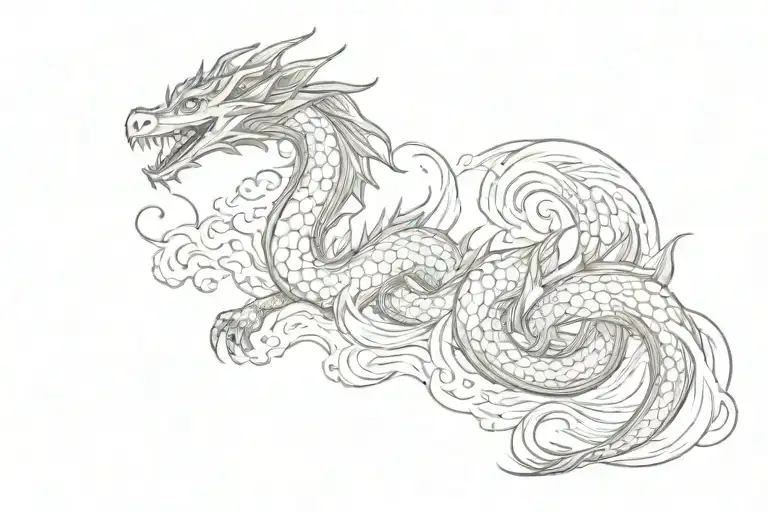 Dragon Cute Long Big Wave