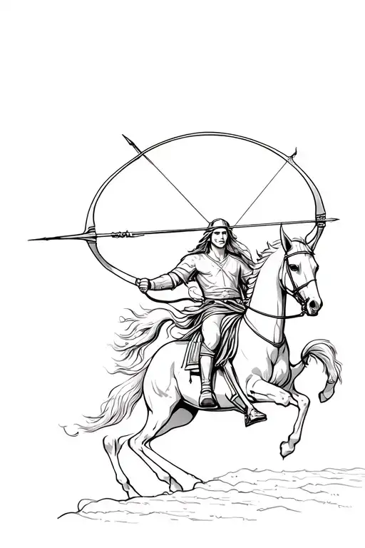 Libra And Sagittarius Archer Riding Across