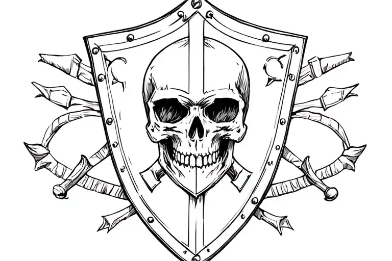 Knights Templar Shield With Realistic Skull