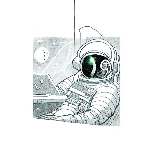 Astronaut On A Computer In Space