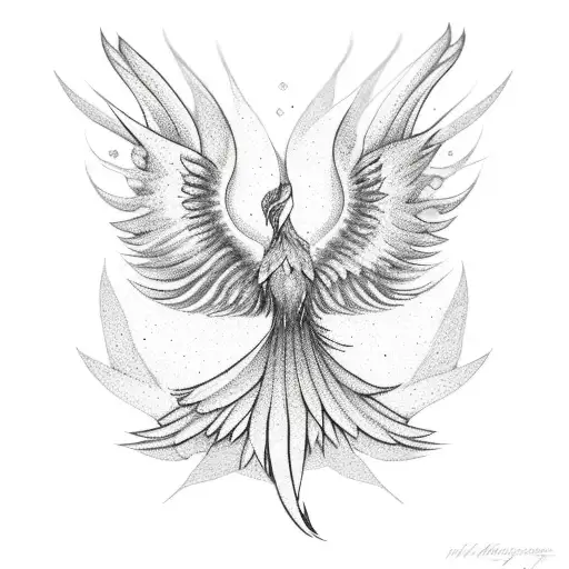 Feminine Rising Phoenix Flying Upward From Ashes