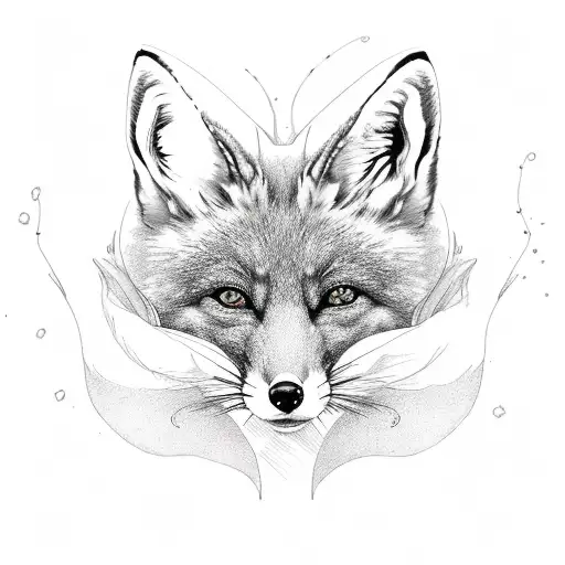 Sitting Fox With Rose Between The Legs