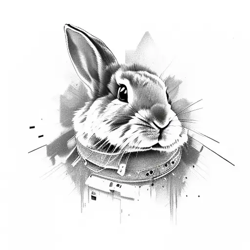 Bunny Head With A Scar On A Eye And A Carrot Cigaret