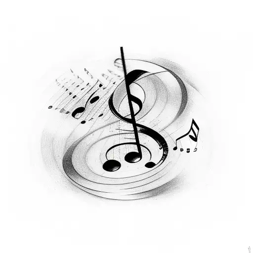Dj Tattoo With Music Wave An Music Notes