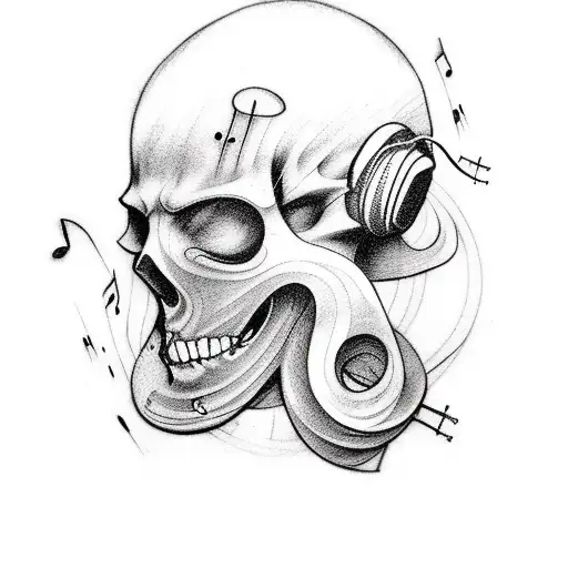 Dj Tattoo With Music Wave An Music Notes Halve Sleeve