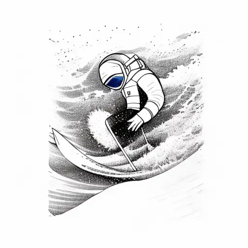 Astronaut Surfing A Wave