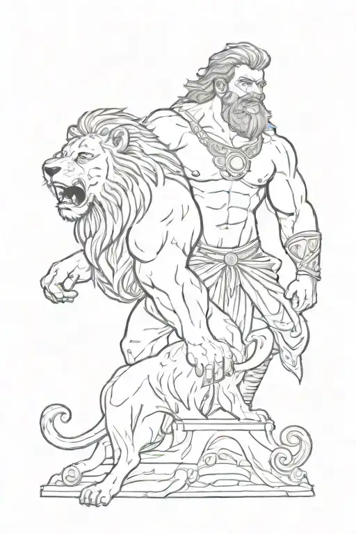 Hercules With The Lion Wearing