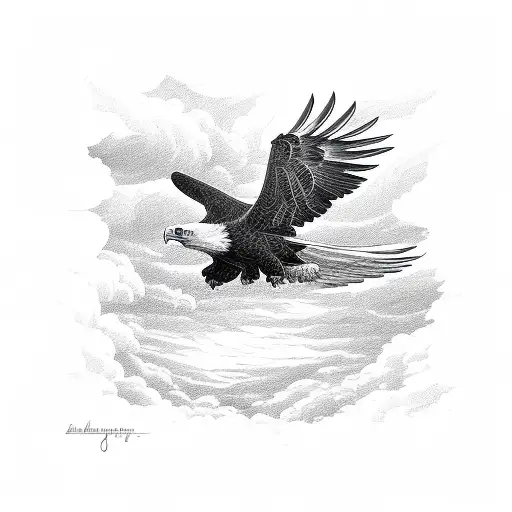 Eagle Soaring Through A Stormy Sky