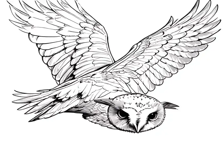 Gothic Flying Dark Barn Owl Flying
