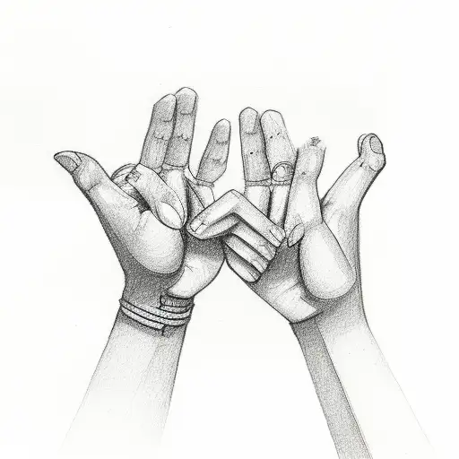 Small Line Drawing Of Two Hands Doing A Pinky Promise