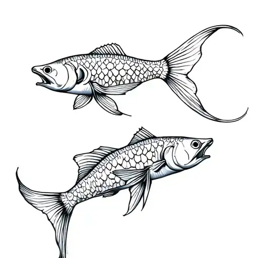 Aquarias Water Bearer And Pisces Fish Swimming