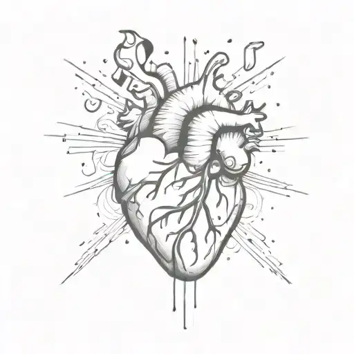 Anatomical Heart Exploding With Animal Surrounded By Music