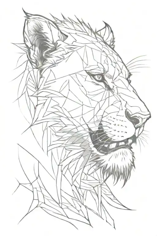 Half Face Wolverine Half Face Lioness Symbolizing Strength