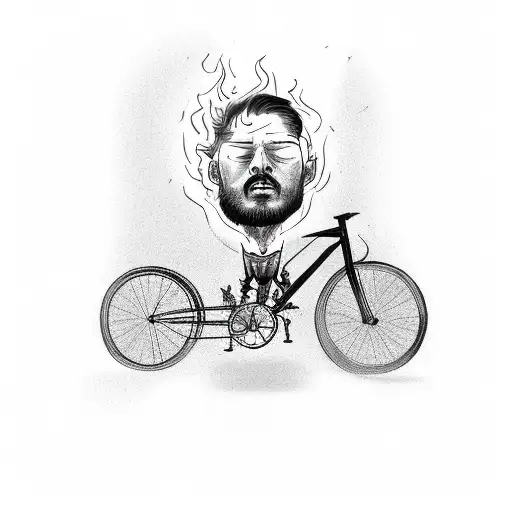 Man On Bike With Head On Fire