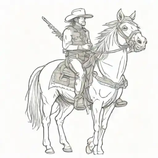 A Cowboy Writing On A Notepad On Horseback