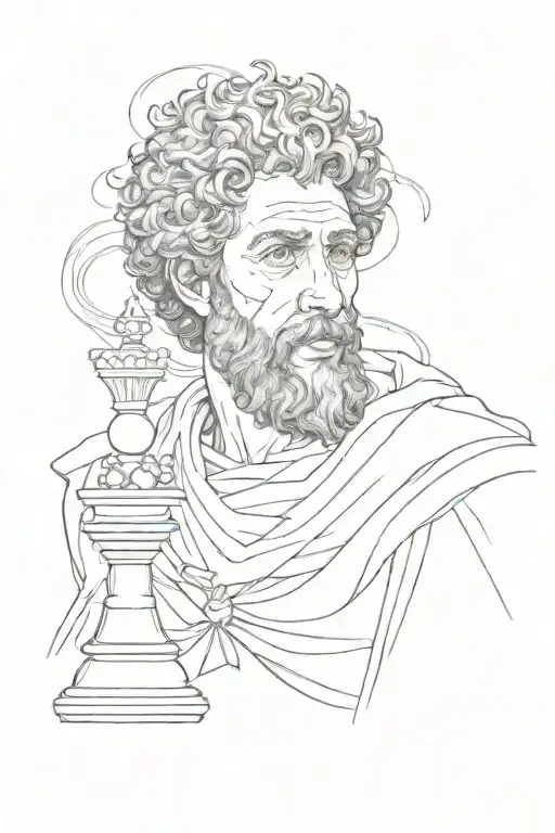 Portrait Of Marcus Aurelius Playing Chess In Sketch Style