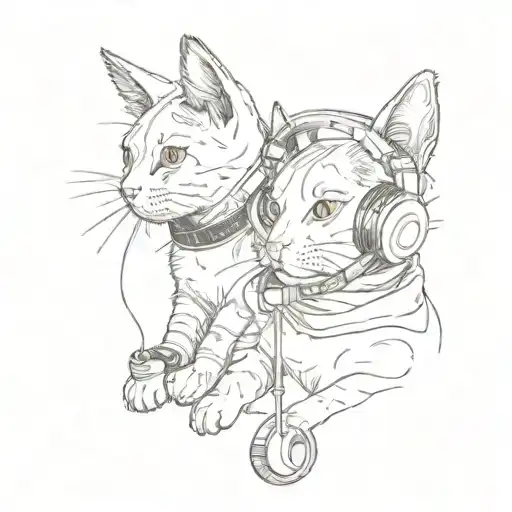 A Tattoo Of A Cat And A Dog Wearing Headphones And Watching A Movie Together And Smoking Weed