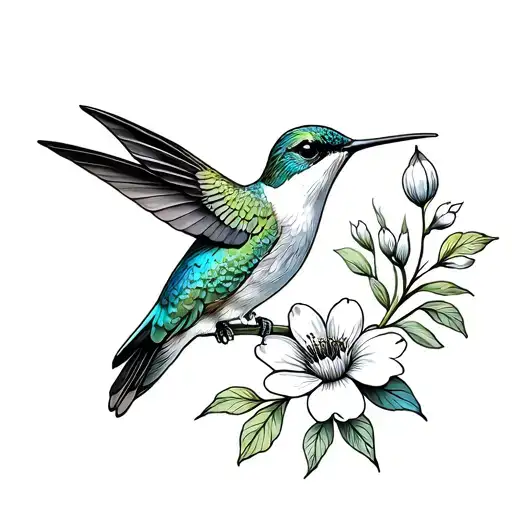 Hummingbird And Flower Growing