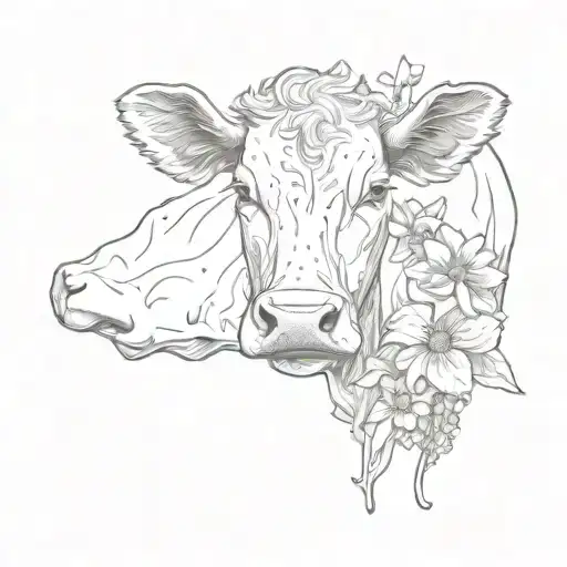 Sleeping Cow In Flowers