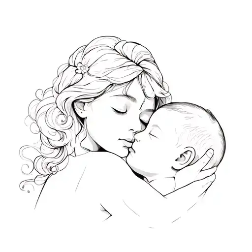 A Woman Kissing Her Newborn Baby