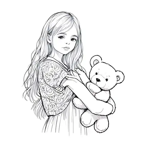 A Girl Holding A Teddy Bear