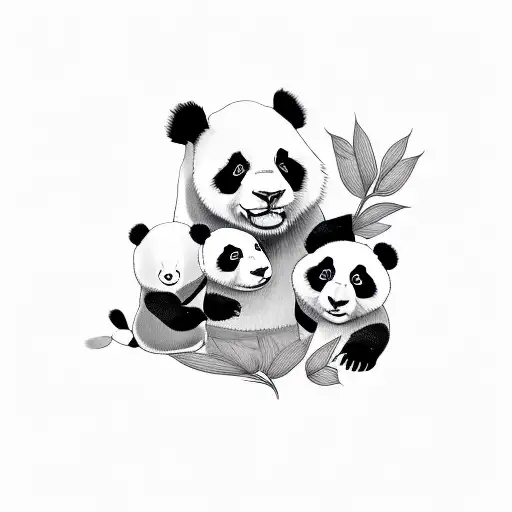 Panda With Family Of 3