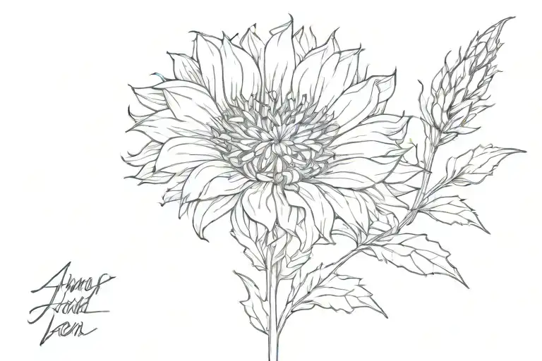 Single Black Line Blue Cornflower With The Words Always With You Written Out As The Stem